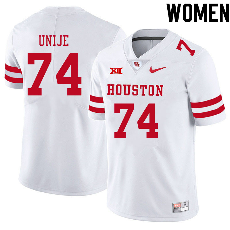 Women #74 Reuben Unije Houston Cougars College Big 12 Conference Football Jerseys Sale-White